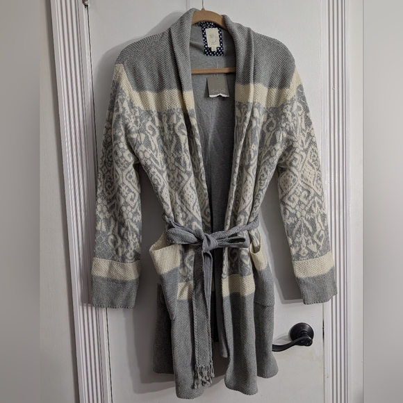 E by Eloise Anthropologie Intarsia sweater robe size L. NWT - Picture 4 of 7